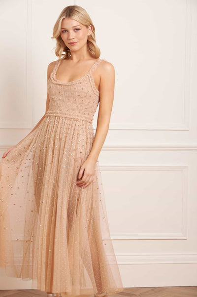 Sequin Giselle Smocked Cami Ankle Gown