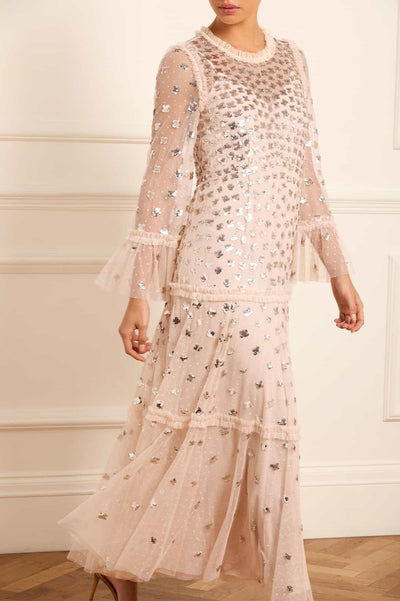 Glisten Tiered Ankle Gown