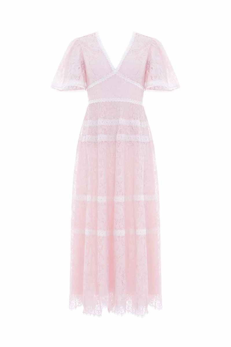 Lace Primrose Ankle Gown – Pink | Needle & Thread