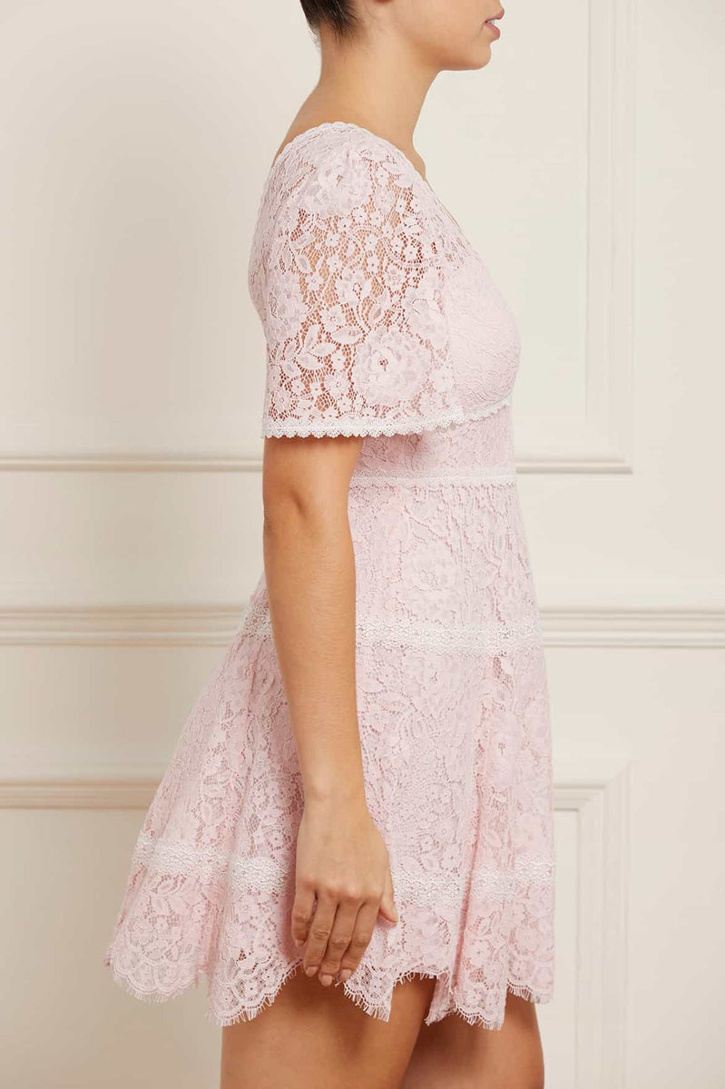 Lace Primrose Micro Mini Dress – Pink | Needle & Thread