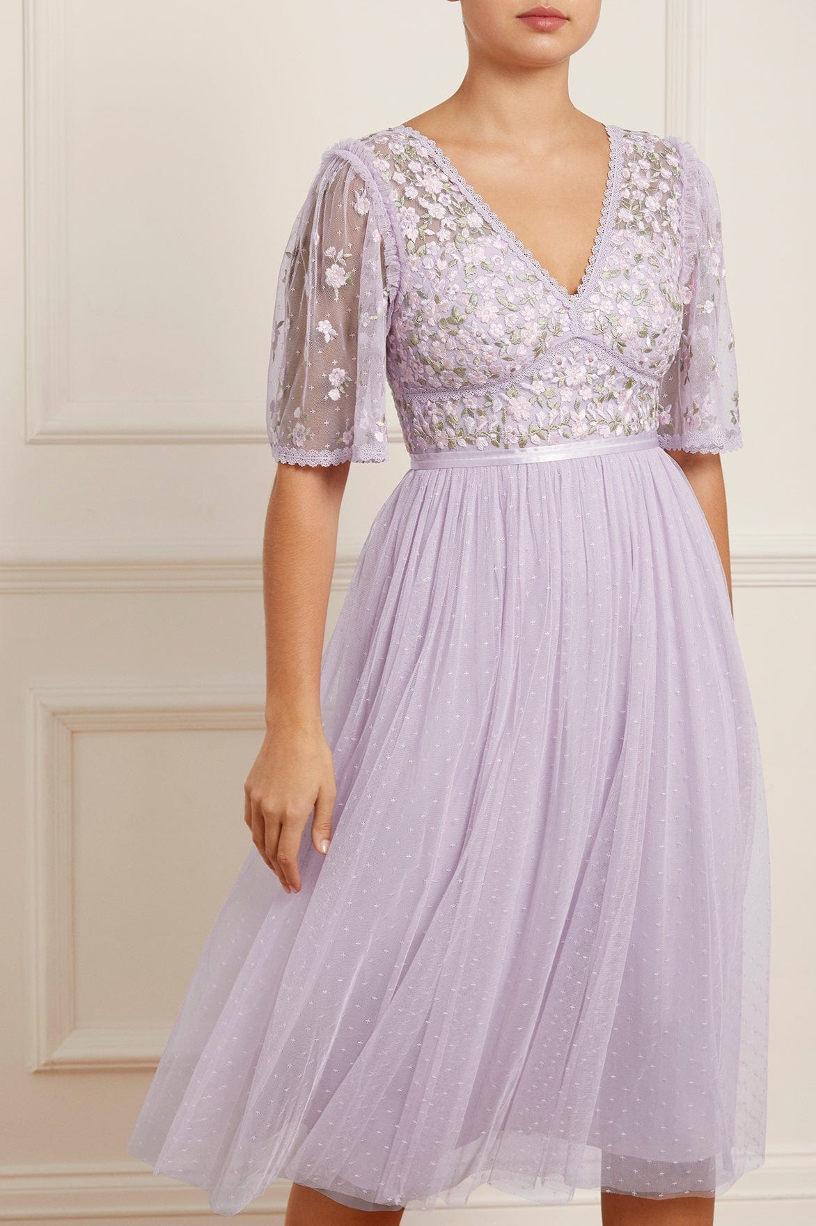 Needle & thread embellished bodice tulle maxi gown in lavender sale