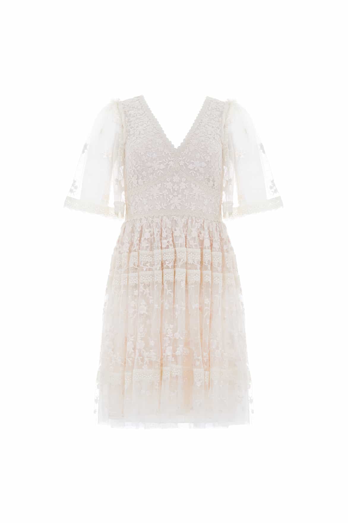Sweetheart Lace Mini Dress – Champagne | Needle & Thread