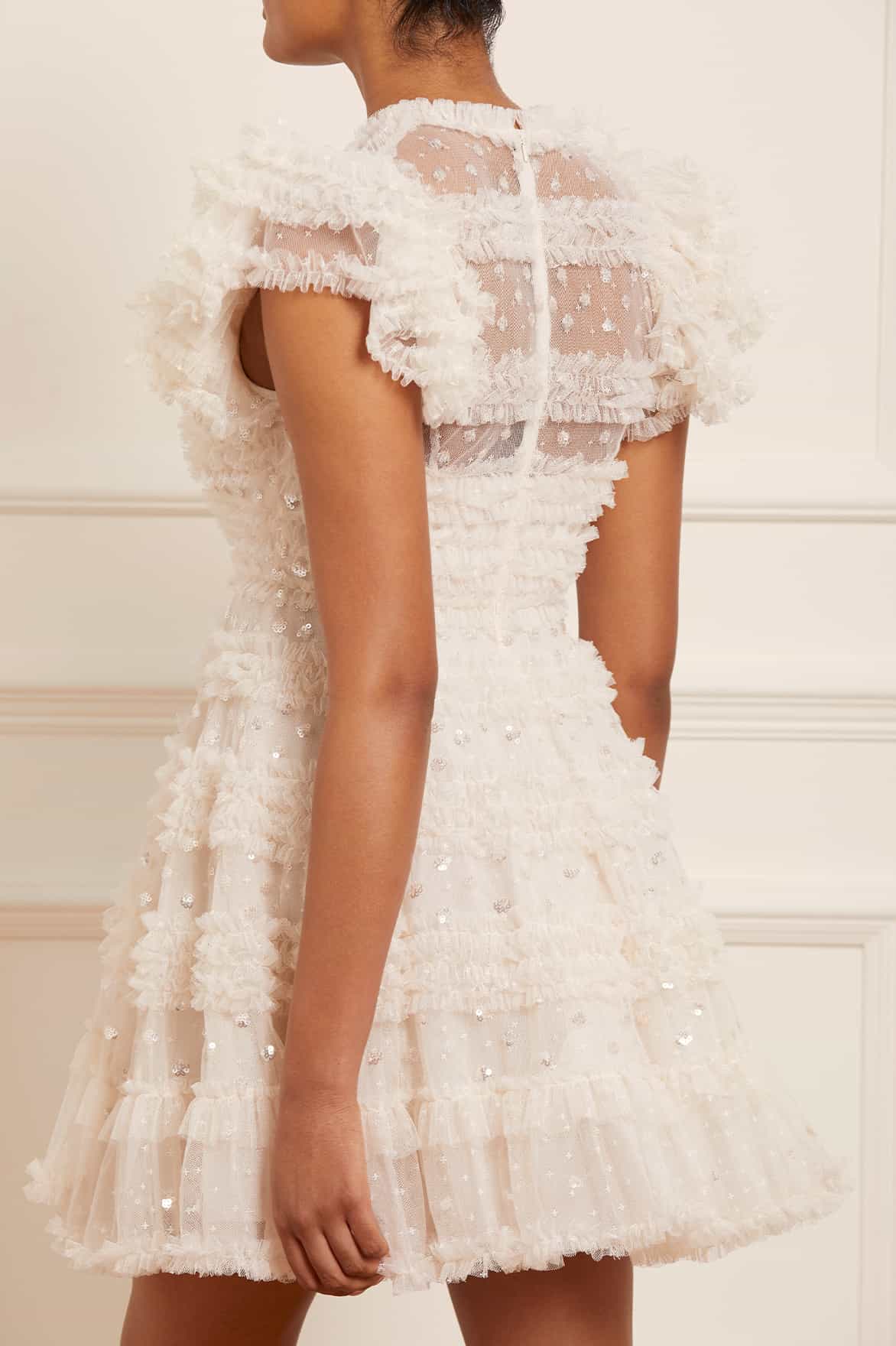 Vivian V-Neck Micro Mini Dress – Champagne | Needle & Thread