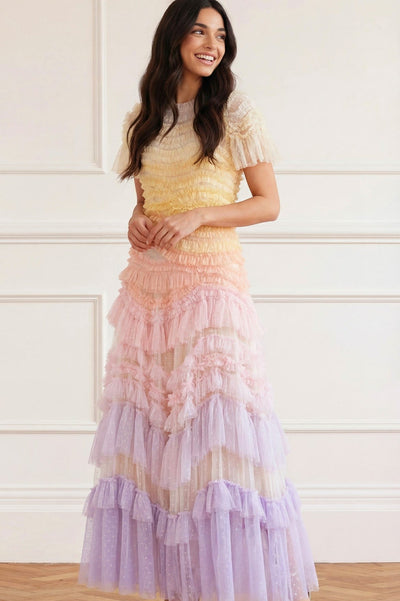 Wild Rose Ombre Short Sleeve Gown