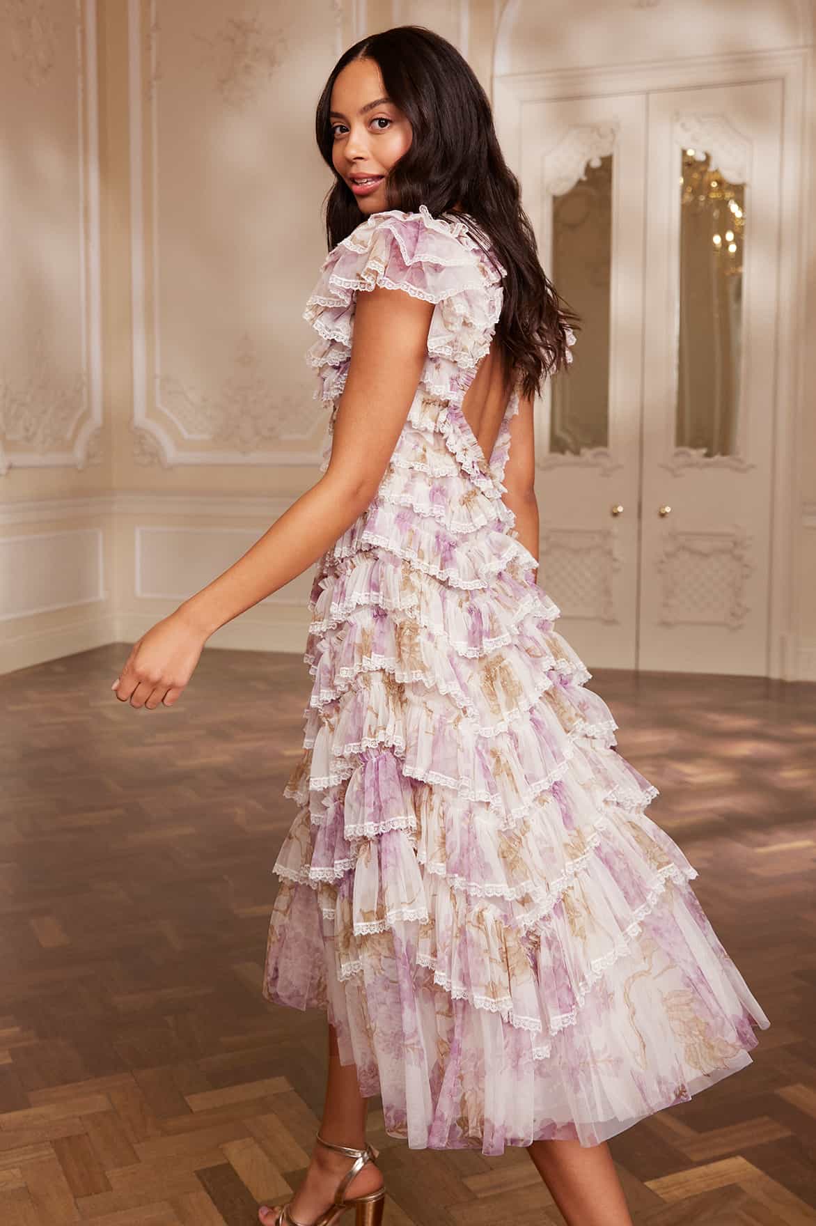Wisteria Ruffle Lace Ballerina Dress – Multi