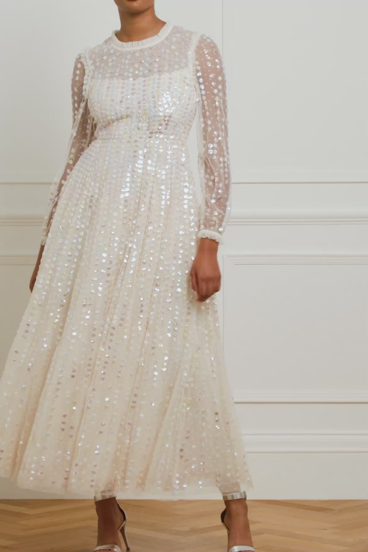 Raindrop Long Sleeve Ankle Gown