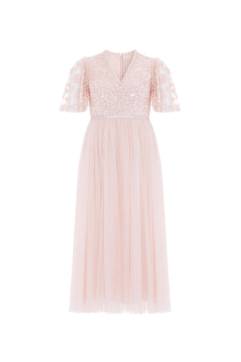 Amalie Bodice Short Sleeve V-Neck Ballerina Dress – Pink | Needle & Thread