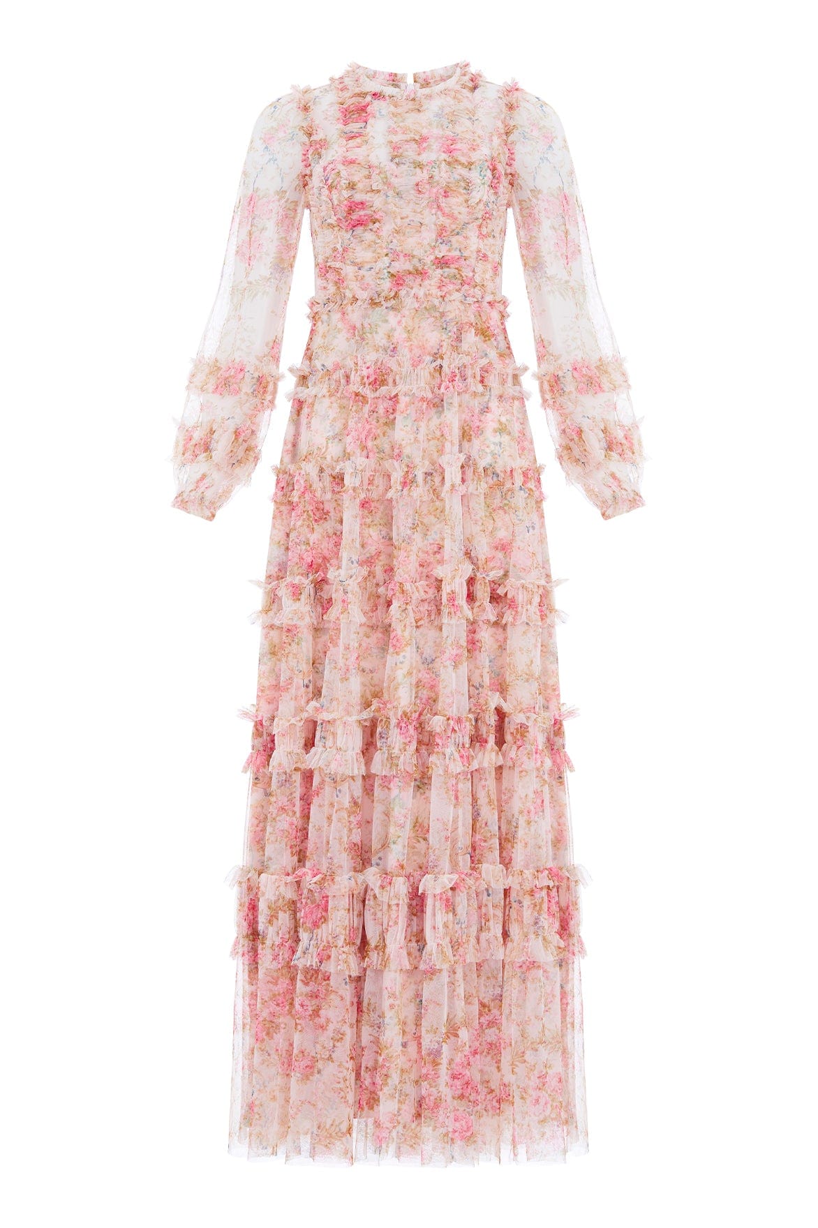 Floral Wreath Ruffle Gown – Pink | Needle & Thread