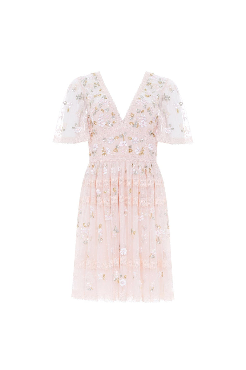Shimmer Primrose Mini Dress – Pink | Needle & Thread