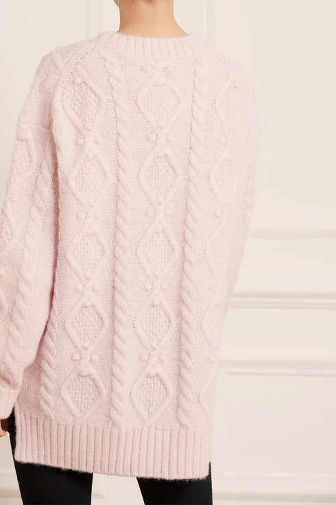 Sylvie Cable Longline Jumper - Pink